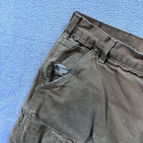 Carhartt B01 BRN Pants 37x30* Double Knee Carpenter Thrashed Distressed VTG USA - Picture 9 of 16